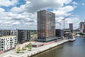 REGUPOL sound and drain 22 Trittschalldämmung im Holzbau für optimalen Trittschallschutz der Loggien im ROOTS Hamburg.