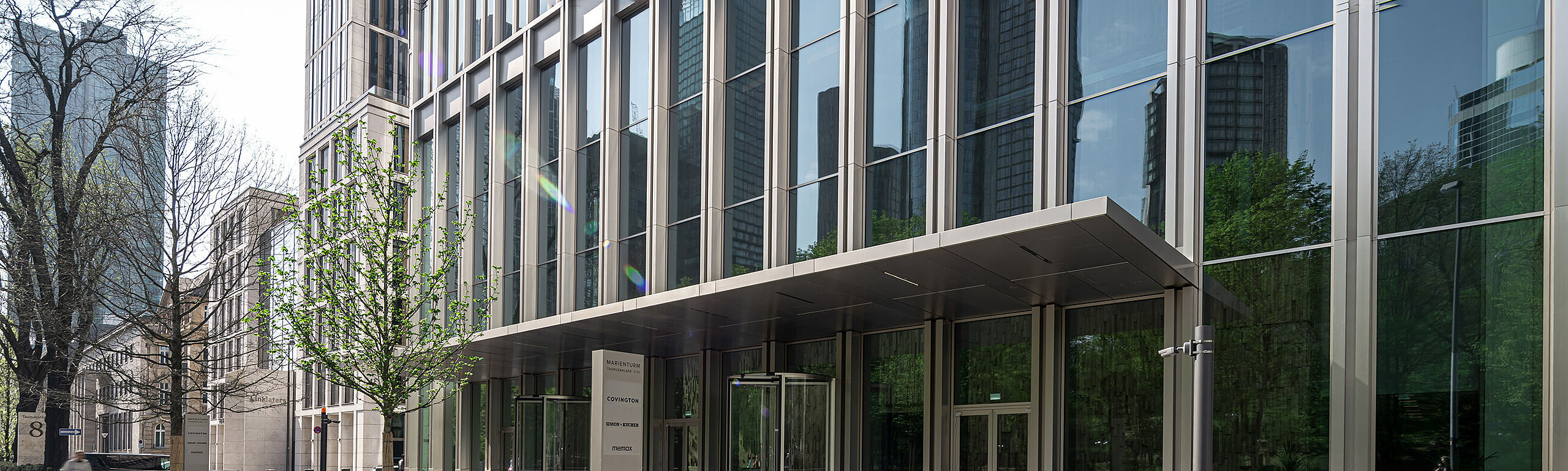 Entrance area of the Marienturm mixed-use tower block in Frankfurt.