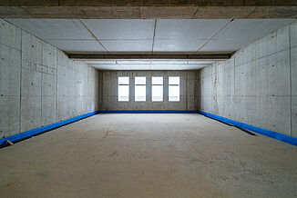 Raum-in-Raum-Konstruktionen im Probesaal im Haus der Musik in Siegen.