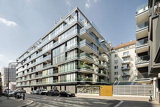 Außenansicht des exklusiven Wohnkomplexes The Ambassy in Wien.