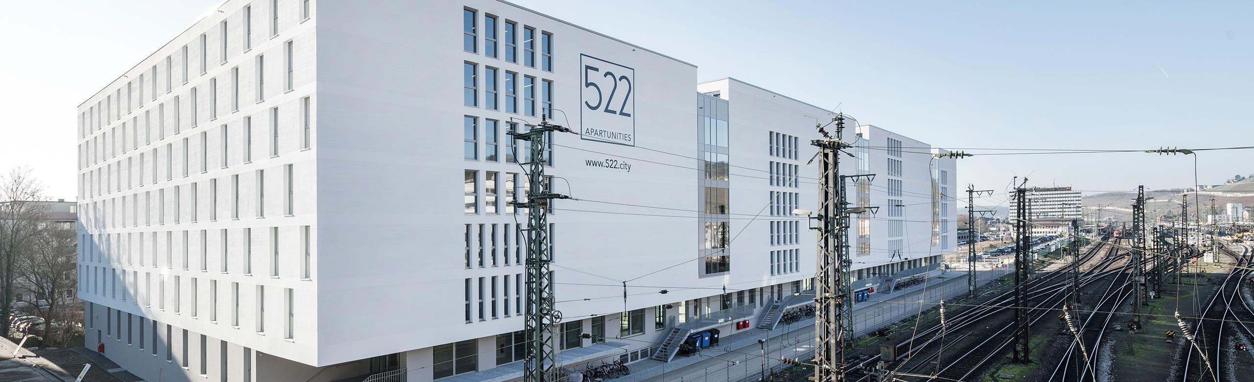 In Würzburg, student residence 522 is located directly next to the railway tracks.