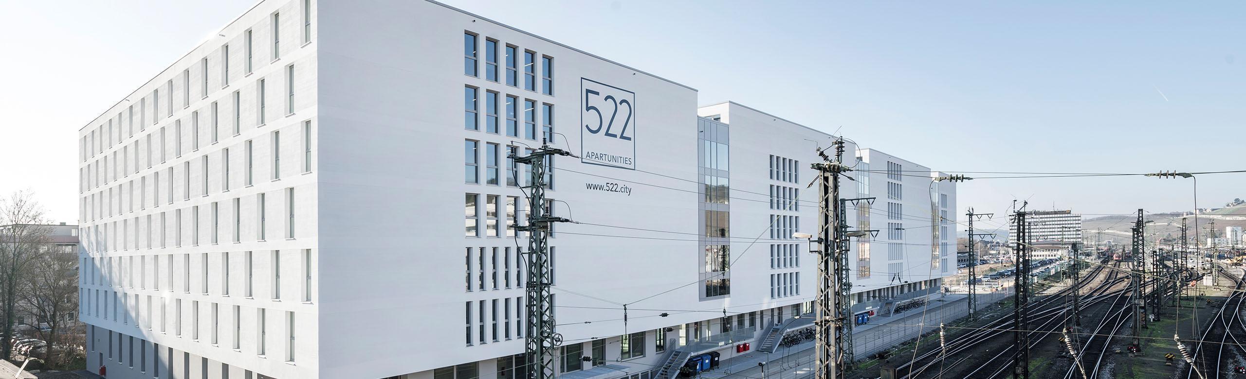 Student residence 522 in Würzburg is located directly next to the railway tracks.