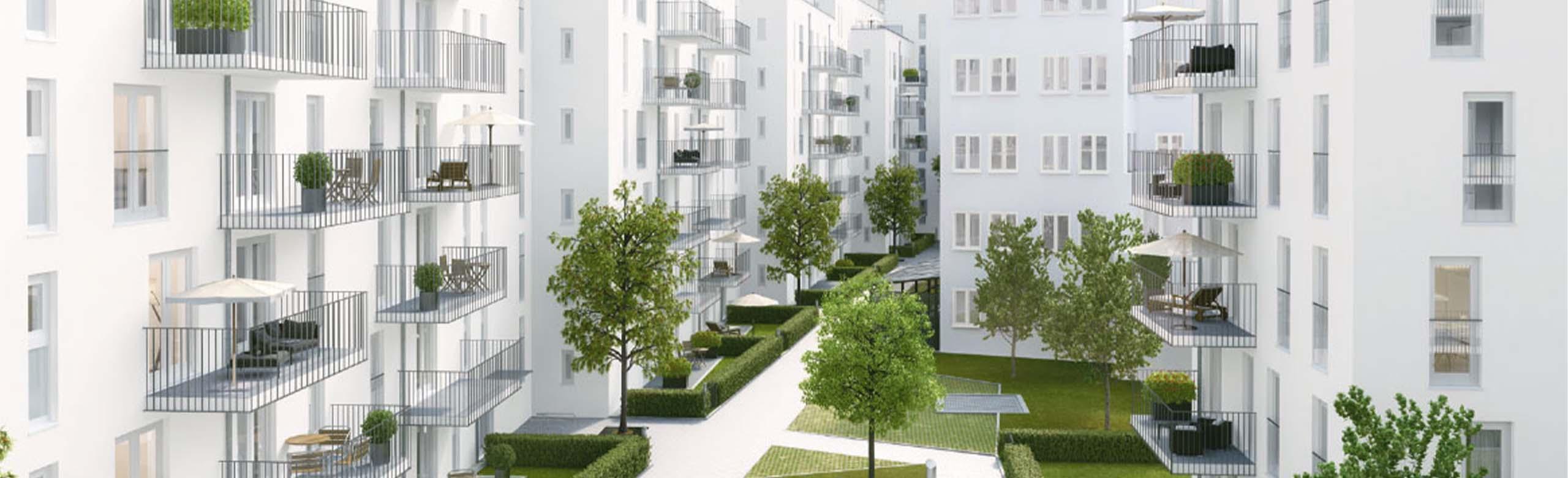 Wohnquartier Tassiloplatz in München.