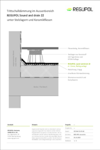 REGUPOL sound and drain 22 unter Stelzlagern und Keramikfliesen